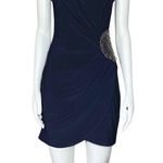 Vintage Y2K Navy Blue Beaded Cocktail Hoco Dress. S/M. Silver Boho Glam Party Size M Photo 0