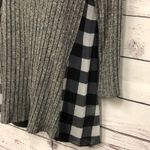 Moa Moa light Gray sweater Black White Buffalo plaid chiffon sides Tunic Size S Photo 2