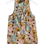 Theory blouse 100% silk watercolor floral sleeveless tie neck sash fairy small Photo 1