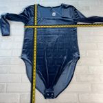 Old Navy  Bodysuit Womens XXL Blue Velvet Square‎ Neck Long Sleeve Stretch Dressy Photo 1