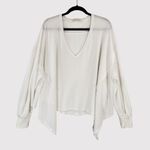 We The Free  Womens Top White Coraline Thermal V Neck Waffle Knit Oversized XS Photo 1