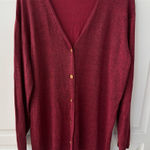 Mims Cole Womens Metallic Silk Red Lightweight‎ Cardigan Sweater, Size L Size L Photo 0