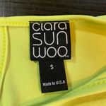 Clara Sun Woo Lime Green Tunic Small Made USA Stretch Asymmetric Hem Chartreuse Yellow Photo 2