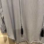 Premise  Studio Blouse Women’s White Blue Striped Long Sleeves Rayon Top‎ Large Photo 2