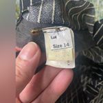 Vintage 60/70s black striped floral tie neck midi dress, size 14 Photo 9