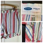 Old Navy  Everyday‎ Linen Blend Shorts Womens 16 Striped Mid-Rise Casual Colorful Photo 11