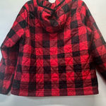 SOLD: L.L. Bean Half ZIP Buffalo Print Hooded Jacket L Petite Red/Black PREOWNED Red Size undefined Photo 0