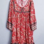 BeachLunchLounge  Red Floral Bohemian Tassle Long Sleeve Dress Photo 0