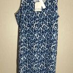 Wonderly  blue Navy white Leopard Print Tank dress medium NWT Photo 0