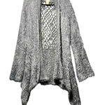 Esciô Grey Fuzzy Crochet Back Cardigan Sweater Women's Size M Open Front Gray Size M Photo 0