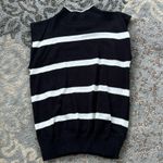 Vintage A’Milano Striped Cardigan/Sleeveless Mockneck Sweater Black White Medium Photo 10