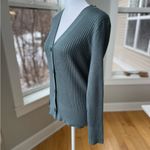 A New Day Vintage Blue Ribbed Slim Fit V Neck Cardigan Sweater Size XS Photo 3