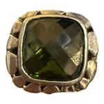 None Pristine Sterling Silver .925 10ct Genuine Checkerboard Green Topaz Ring Size 9 Photo 4