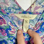 Matilda Jane  Blue Paisley V-Neck Tunic Size Medium Flowy, Short Sleeve C31 Photo 2