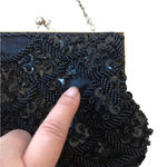 Vintage black beaded formal purse evening bag special occasion Holiday party Photo 1
