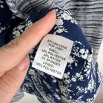 Skies Are Blue  Striped Knit Blazer Small Grey Jacket Floral Lined Stretch Office Photo 6