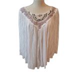 Free People  star gazer Lily white sheer stretchy gauze poncho boho top sz small Photo 2