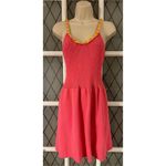 ZARA Chain Strap Sleeveless Rib Knit Fit And Flare Dress Hot Pink Size Large Photo 1