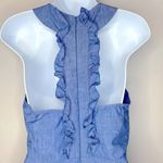 ZARA Ruffled Back Blue Chambray Romper Photo 5