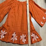 JUAN DE‎ DIOS Mexico Lindo Linen Mini Dress Embroidered SIZE XS Terracotta Orange Photo 10