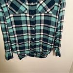 Roxy  Button Down Flannel Shirt Mint Green Plaid XS Photo 3