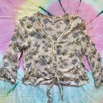American Eagle  Outfitters Button Tie Front Ruffle Floral Blouse | Size XS Photo 0