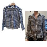 & Other Stories Semi Sheer Lightweight Gingham Button Up Shirt Petite Size 2 Photo 2