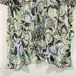 Elementz Vtg Y2K Women's Green & Grey Graphics Ruffles Tie Front Blouse Size 2X Photo 3