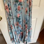 Petal Pup Light Blue Floral Print Pleated Maxi Dress Size 6 Spaghetti Straps Photo 3