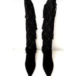 Vince Camuto New  Womens Panaryaz Studded Fringe Black Dress Tall Boots Sz 9 Photo 1