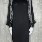 St. John Vintage  designer black knit dress sheer long sleeve and sequin detail 8 Photo 5
