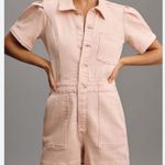 Anthropologie NWT Pink Denim Short Sleeve Romper Photo 2