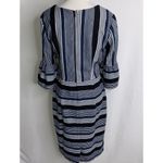ECI Navy Blue &White Striped Bell Cuff Career Dressy Dress 6 NWT Photo 4