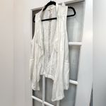 Free People White Distressed Linen Eyelet Crochet Sleeveless Lace Vest Size M Photo 4