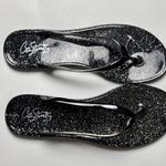 City Streets  Women's Flat Glitter Black Shiny Shimmer Glitter Sandals Sz 7 Photo 3