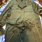 Olive Green satin button front Jumpsuit xl Photo 1