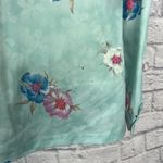 Vintage Nikki Button Down Blouse Teal Floral 70s Size M Long Sleeve Disco Blue Size M Photo 4