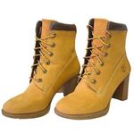 Timberland  Women's Anime Heeled Boots Size Lace Up Wheat Nubuck 3" Heel Photo 0