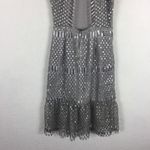 Saylor  Silver Illusion Netted Sequin Sheath Dress Small Cocktail Party Fairy Photo 13