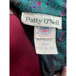 Roxy dress blouson vintage satin mock neck pleated skirt teal green fuchsia pink Photo 8