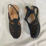 Black Orthopedic Strappy Closed Round Toe Comfortable Wedge Sandals EU 43 US 12 Size 12.5 Photo 7