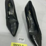 Fioni Womans 10 W Black Faux Suede Patent Leather Slip On Heel Pumps Photo 0