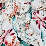 La Blanca  Orchid Floral White One Piece Swimsuit Off Shoulder Size 14 Slimming Photo 5