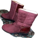 Bellini Deep Dark Red Suede Booties with Alligator Accent size 7W Photo 0