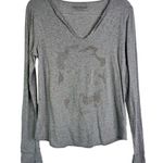 Zadig & Voltaire NWT  Long Sleeve Bedazzled skull top grey Gray size Small Photo 1