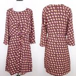 Halogen NEW‎  pink retro geometric printed tie front dress Photo 2