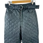 ZARA Faux Leather Belted High Waist Pants Trousers 4387/223 XS Black Straight Photo 2