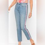 Talbots  Modern Ankle Blue Jeans with Pink Side Stripes Women’s Size 14 Photo 7