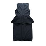 Shoshanna  Sleeveless Peplum Sheath Dress Size 8 Black Wool Blend Raised Pattern Photo 4