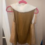 Signature Studio  Cream and Brown Vest top shawl faux suede woman’s large Photo 3